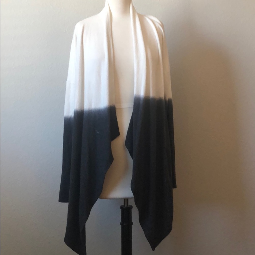 Soft gray and white cardigan